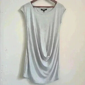 UNIQ | Light Heather  Grey Women's Short Sleeve Plunge Blouse